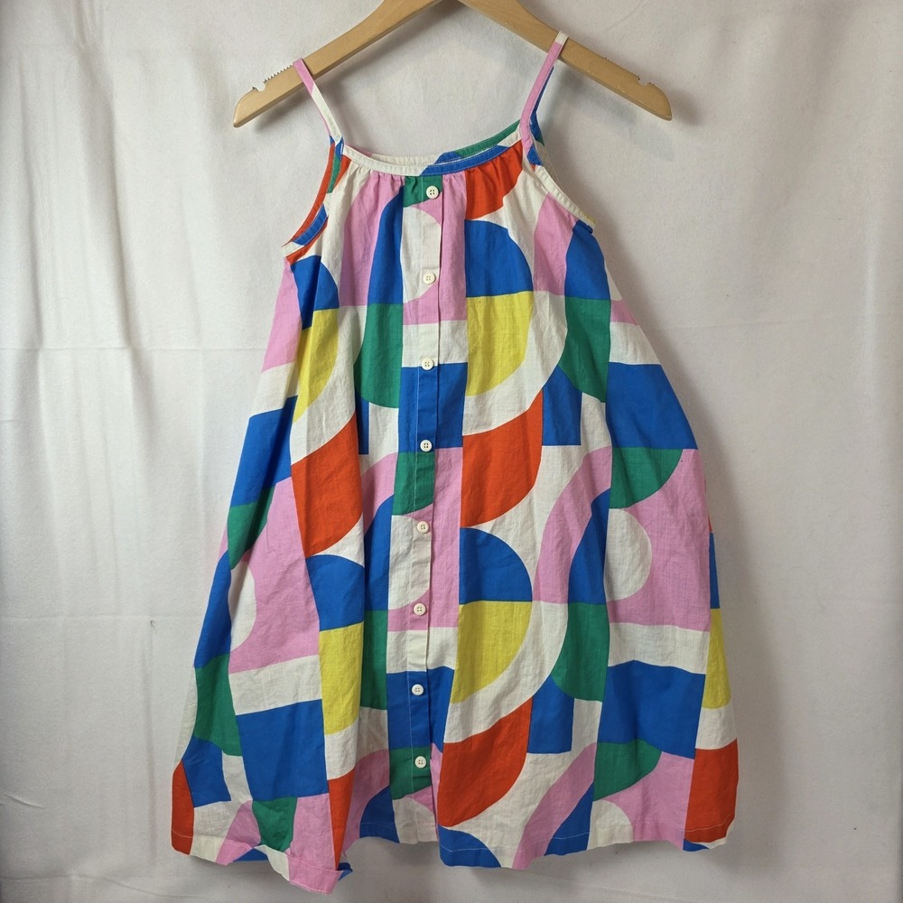 hanna andersson girl's dress woven summer dress button geometric 12